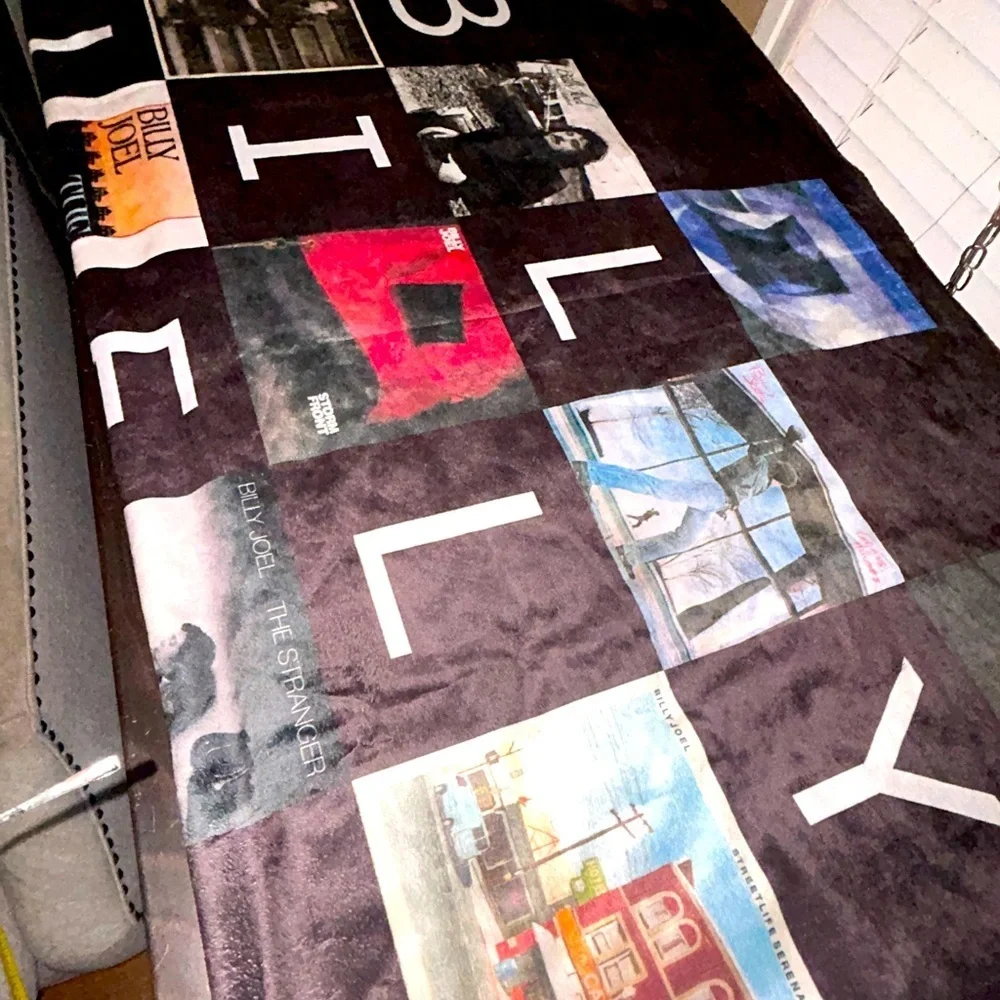 Billy Joel Album Cover Throw Blanket Collectible Patchwork Edition Sherpa